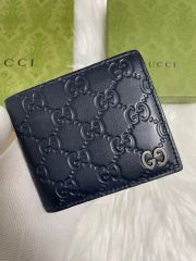 未使用級✨ GUCCI マキシGG二つ折り財布 レザーブルー 739479 - メルカリ