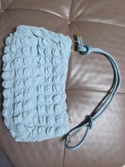 NKNIT フリンジ ショルダーバッグ ライトブルー - メルカリ