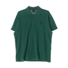 ロマンチック クラウン 25SS 夏 ケーブル ニット ハーフ シャツ 半袖 カーディガン グリーンのサムネイル
