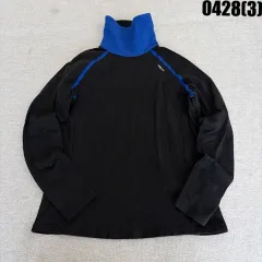 L アディダス ブラック/ブルー タートルネック 長袖 Tシャツ 0428(3)