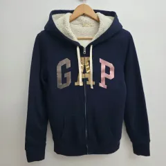 S GAP ギャップ ネイビー フリース フード ジップアップ