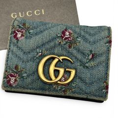 美品 GUCCI GGマーモント パール デニム ウォレット - メルカリ