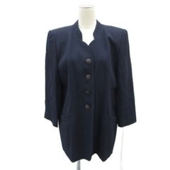 レリアン Leilian ジャケット 上着 ロング丈 13号 大きいサイズ 紺 総