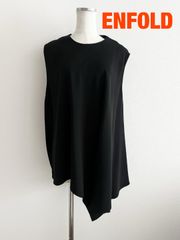 美品】ENFOLD ケープ風ノースリーブブラウス イレギュラーヘム黒