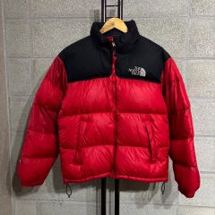 美品】ノースフェイス ヌプシ ダウンジャケット 赤×黒 メンズL相当 90s