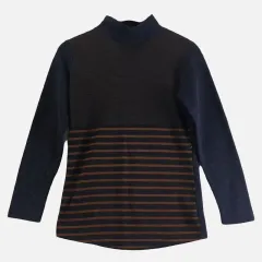 ブルー レディース タートルネック 長袖Tシャツ 85 M7705