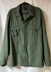 72年実物 米軍 OG-107 ベイカーシャツ コットンサテン ヴィンテージL 