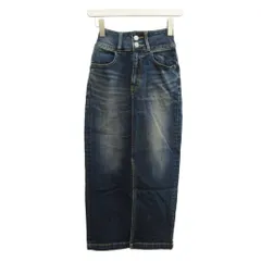 アズールバイマウジー AZUL by moussy デニムスカート XS インディゴブルー ウォッシュ加工 ロング丈 タイトシルエット ハイウエスト /MD ■ECD001