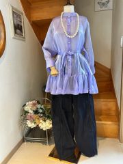 五分袖 シアー ドルマン チュニック ブラウス ミントグリーン - メルカリ