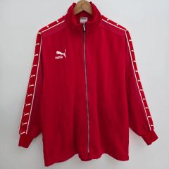 PUMA トラックジャケット レッド 袖ロ ゴテープ 赤 L - メルカリ