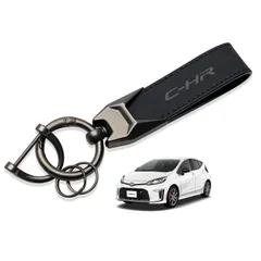 MiJuduo トヨタに適用 C-HR ZYX10 NGX50 本革 車用キーホルダー キーリング キーチェーン 車専用ロゴ 防錆 デボス加工 カラビナ ストラップ 手触りいい 紛失防止 シンプル おしゃれ ブラック [並行輸入品]