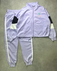 キッズ 女の子 160 ジャージ 上下 セットアップ トラックジャケット ロングパンツ ラベンダー パープル 紫 ライン ハート ロゴ 可愛い おしゃれ スポーツウェア 運動着 部屋着 ダンス ルームウェア coolbeans sports 160cm
