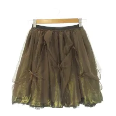 トッカ TOCCA チュールスカート 子ども服（女の子用） 160 茶 ブラウン ミニ丈 チュール リボン装飾 /CK61 ■ECA002のサムネイル