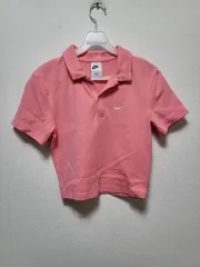 43007/NIKE ナイキ ピンク クロップド 半袖 ポロTシャツ/星下