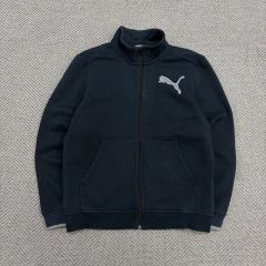 PUMA プーマ ワンポイント刺繍ロゴ ジップスウェット 黒 LARGE相当 