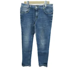 ザラ ベーシック ZARA BASIC デニム ジーンズ 40 ブルー アンクル丈 ダメージ加工 切りっぱなし裾 /NP ■ECA003