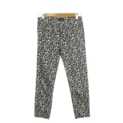 マックス&コー MAX&CO. パンツ ストレッチ 黒 ブラック ボタニカル柄 総柄 クロップド丈 /AH15 ■GY58のサムネイル