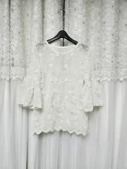 刺繍レース シースルー ブラウス