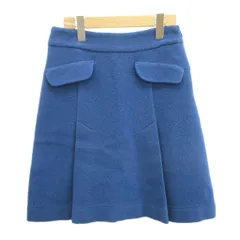 ローラアシュレイ LAURA ASHLEY 台形スカート ウール ひざ丈 1 青 ブルー /XZ ■ECB002