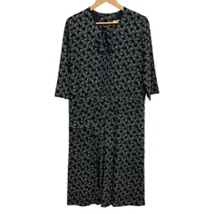 KANEKO ISAO(カネコイサオ) ワンピース レディース - ダークネイビー×白 長袖/ロング丈/肩パッド/リボンのサムネイル