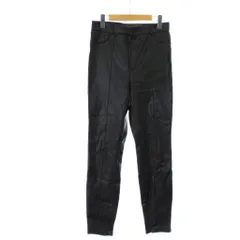 ザラ ZARA パンツ L 黒 ブラック 切り替えデザイン フェイクレザー フルレングス /GG ■GY60