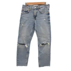 ザラ ZARA ジーンズ EUR 34 USA 02 インディゴ ダメージ加工 切りっぱなしの裾 無地 /SC ■GY58