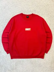 XL オベイ OBEY Spellout ボックスロゴ スウェット レッドのサムネイル