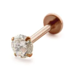 [ジュエル ボックス] JewelVOX ピアス 14g 16g 18g 立て爪 サージカルステンレス316L キュービックジルコニア ボディピアス 軟骨ピアス 金属アレルギー対応 (ピンクゴールド【3mm】 16G【軸10mm】) 1