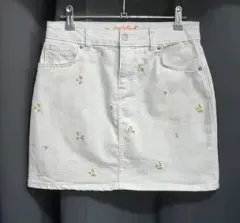 cat & jack キッズ花刺繍 白 デニム ミニスカート (14)