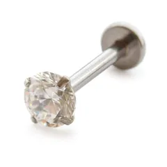 [ジュエルボックス] JewelVOX ピアス 14G 16G 18G 立て爪 サージカルステンレス316L キュービックジルコニア ボディピアス 軟骨ピアス 金属アレルギー対応 クリスタル【2mm】 18G【軸6mm】 1