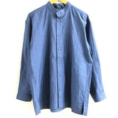 オーバーシルエットサイズ！BONCOURA バンドカラーインディゴドット 