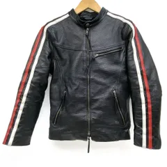 Liugoo Leathers リューグーレザーズ 本革 メッシュレザー 2ラインシングルライダースジャケット 牛革 Sサイズ ※中古