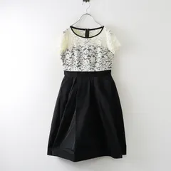 ランバンオンブルー LANVIN en Bleu レースドッキングタックワンピース 36■ブラック トップス ドレス【2400014949179】