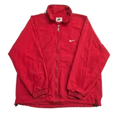 90s NIKE スウッシュ ナイロン ジップアップ ジャケット レッド XL ヴィンテージ