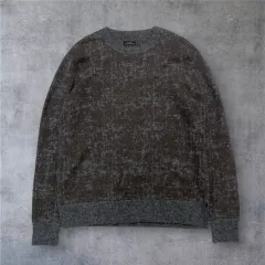 オールセインツ Allsaints カーキ チャコール マルチ テクスチャー ウール アルパカ クルーネック ニット Mのサムネイル