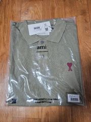 新品 AMI PARIS アミパリス ポロシャツ カーキ L 赤ハートロゴ - メルカリ
