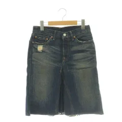 リーバイス Levi's デニムスカート ジーンズ XS デニムブルー ミディ丈 ダメージ加工 ウォッシュ加工 オリジナルボタンフライ /OK■OS ■ECE003