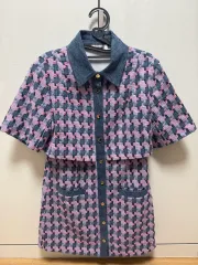 サンドロ CHECK TWEED ジャケット デニム バイカラーのサムネイル