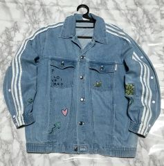 URLAZHフレンチブル デニムジャケット ダメージ加工 ワッペン付 M 