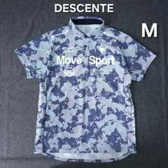 【👌値下げ交渉受付中】極美品 DESCENTE Move Sport 半袖 ポロシャツ ゴルフ M ブルー カモフラ柄 速乾 デサント ムーブスポーツ
