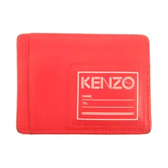 ケンゾー KENZO カードケース カードホルダーレザー 赤 レッド ロゴプリント ネームタグデザイン /TQ ■GY53のサムネイル
