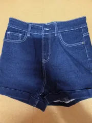 ストレッチ インディゴデニム ハーフパンツ