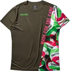 スポルディング SPALDING バレーボール  バレーボール Tシャツ ボールプリント バレー 吸水速乾 メンズ レディース 半袖Tシャツ 練習着 ウエア トレーニング トップス 部活 運動部 運動着 バレー  SMT22184V 3900 オリーブカーキのサムネイル