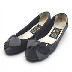 マークバイマークジェイコブス バレエシューズ レザー リボン 24㎝ シルバー色 MARC BY MARC JACOBS - マークジェイコブス ネズミパンプスの通販 by