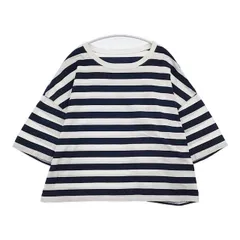 nest Robe 01222-1047 コットンワイドボーダーTee 半袖Ｔシャツ カットソー ホワイト ネイビー レディース ネストローブ【中古】6-0425S∞のサムネイル