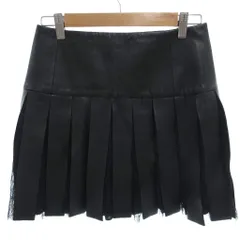 アリスオリビア alice + olivia 美品 ミニスカート 黒 ブラック フェイクレザー プリーツ フレア レース切り替え /HW ■ECD001のサムネイル