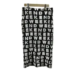 マックスマーラ ウィークエンドライン MAX MARA WEEKEND LINE タイトスカート ニット L 黒 ブラック 白 ホワイト ロゴ柄 ミディ丈 /PP ■ECE004のサムネイル