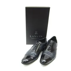 LANVIN COLLECTION ランバン ブラックシャイニーバイカラーコンビ オックスフォード ドレスシューズ 83379 SIZE:26.0cm  メンズ  シューズ 靴 □UT11716