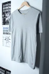 (M-L) トミーヒルフィガー Tシャツ グレー 無地 基本 -18684