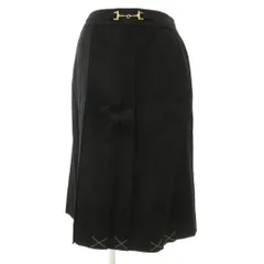 ランバン LANVIN プリーツスカート ホースビット ウール ミモレ ロング 38 黒 ブラック /JS ■GY61のサムネイル